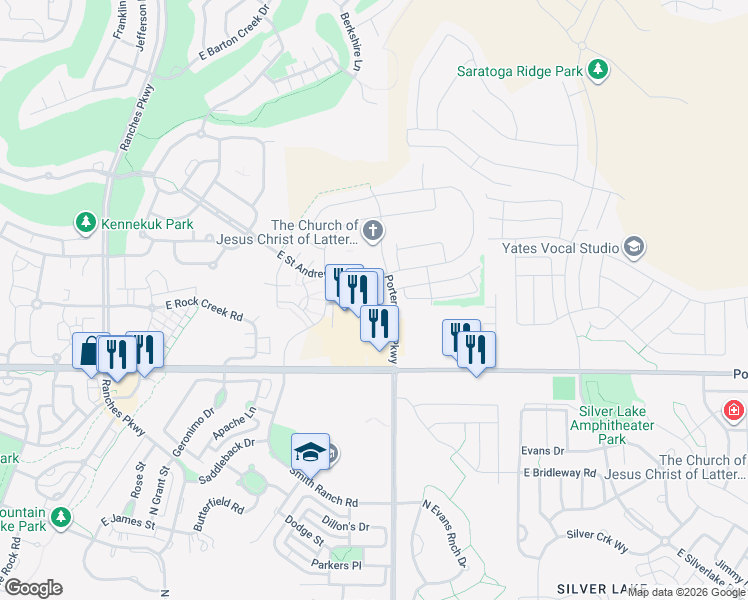 map of restaurants, bars, coffee shops, grocery stores, and more near 8159 North Boulder Street in Eagle Mountain