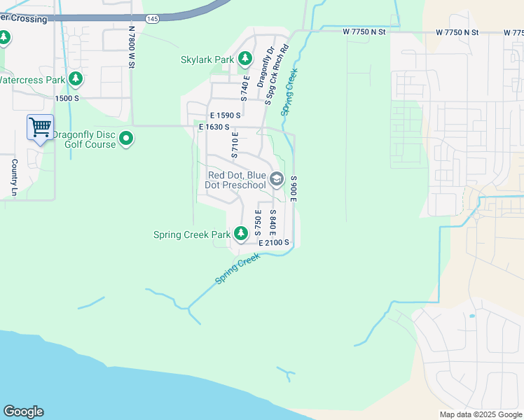 map of restaurants, bars, coffee shops, grocery stores, and more near 1973 South 750 East in Lehi