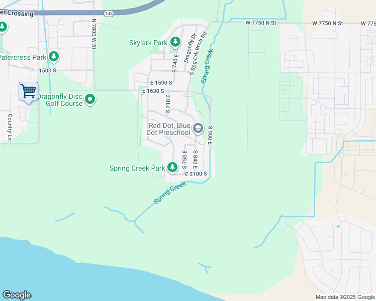 map of restaurants, bars, coffee shops, grocery stores, and more near 1973 South 750 East in Lehi
