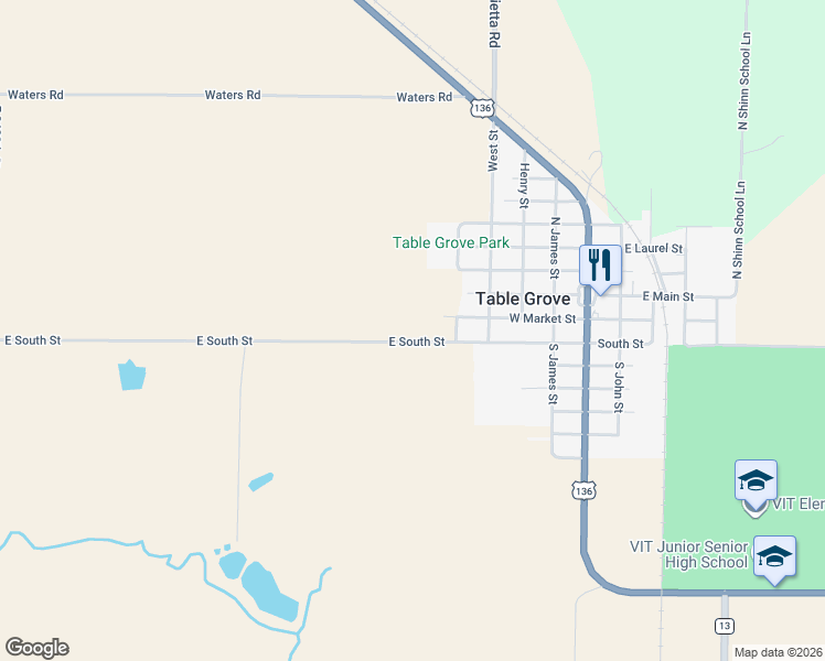 map of restaurants, bars, coffee shops, grocery stores, and more near East South Street in Table Grove