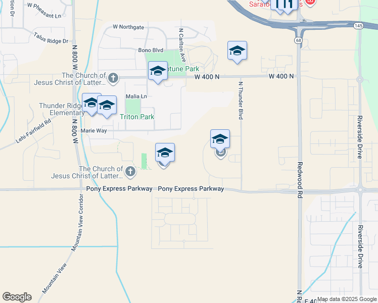 map of restaurants, bars, coffee shops, grocery stores, and more near 99 North 200 West in Saratoga Springs