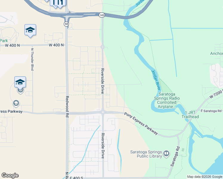 map of restaurants, bars, coffee shops, grocery stores, and more near 134 North Bear River Road in Saratoga Springs
