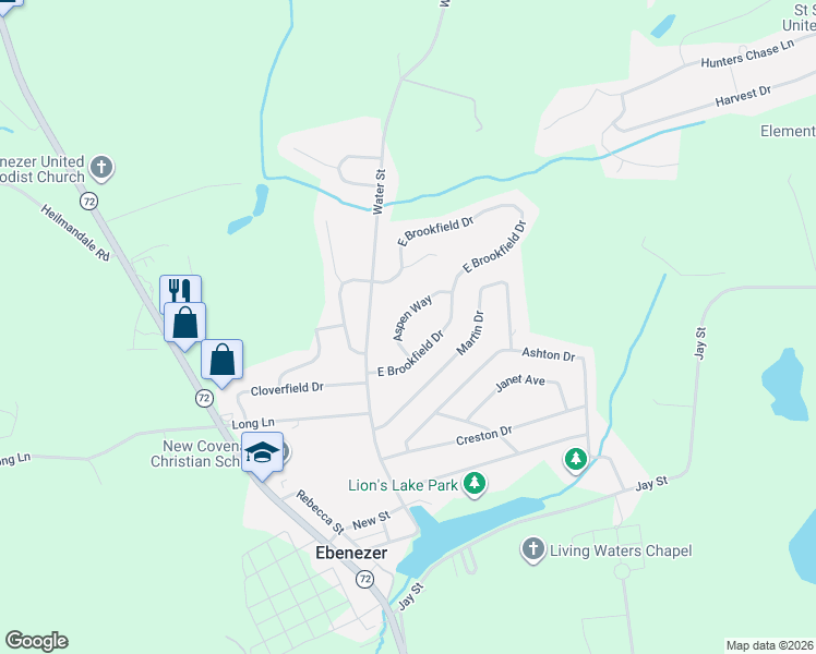 map of restaurants, bars, coffee shops, grocery stores, and more near 16 Aspen Way in Lebanon