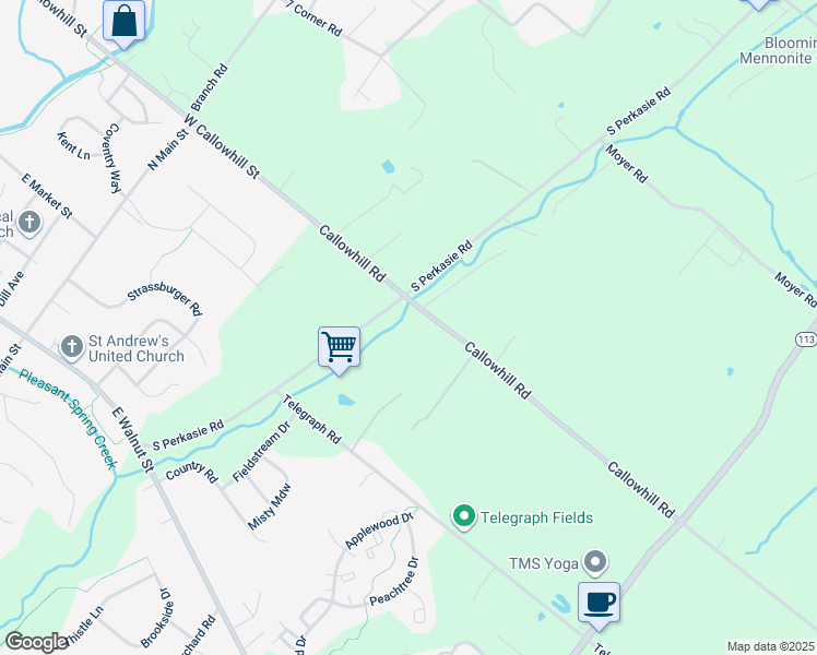 map of restaurants, bars, coffee shops, grocery stores, and more near 700 Callowhill Road in Perkasie