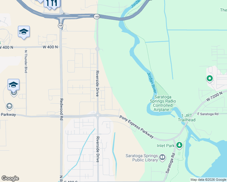 map of restaurants, bars, coffee shops, grocery stores, and more near 138 Provo River Road in Saratoga Springs