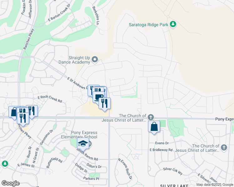 map of restaurants, bars, coffee shops, grocery stores, and more near 4229 Parnell Lane in Eagle Mountain