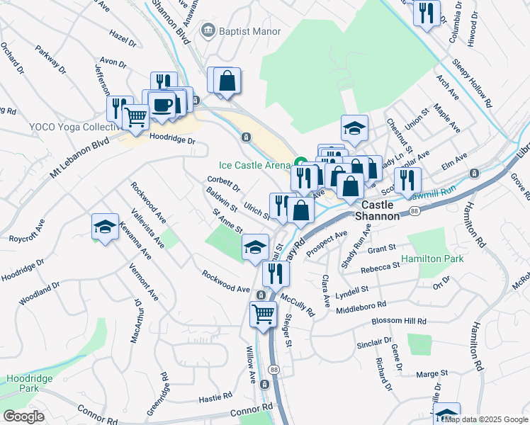 map of restaurants, bars, coffee shops, grocery stores, and more near 917 Ulrich Street in Pittsburgh