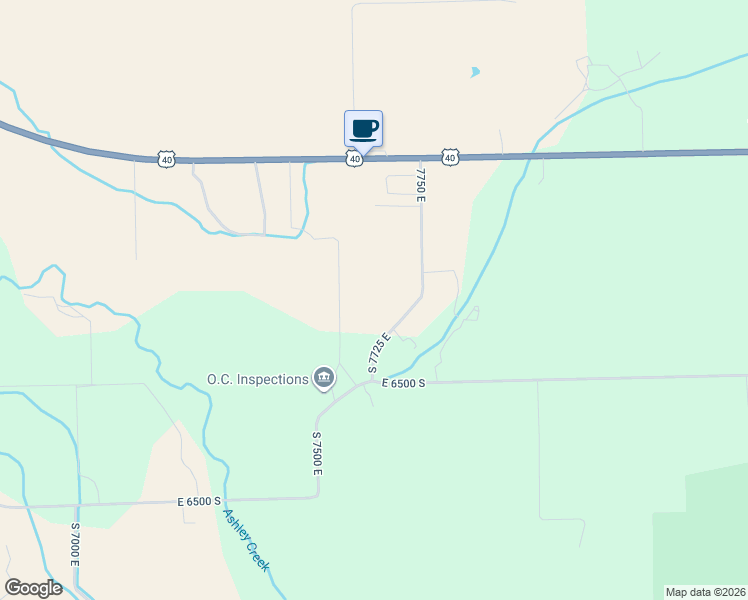 map of restaurants, bars, coffee shops, grocery stores, and more near 6386 South 7750 East in Vernal