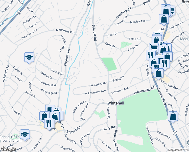 map of restaurants, bars, coffee shops, grocery stores, and more near 4610 West Brightview Avenue in Pittsburgh