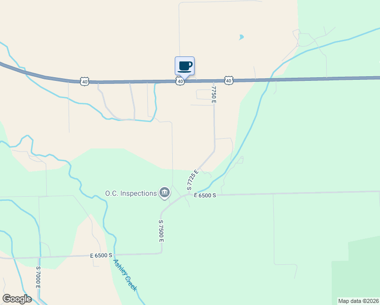 map of restaurants, bars, coffee shops, grocery stores, and more near 6386 South 7750 East in Vernal