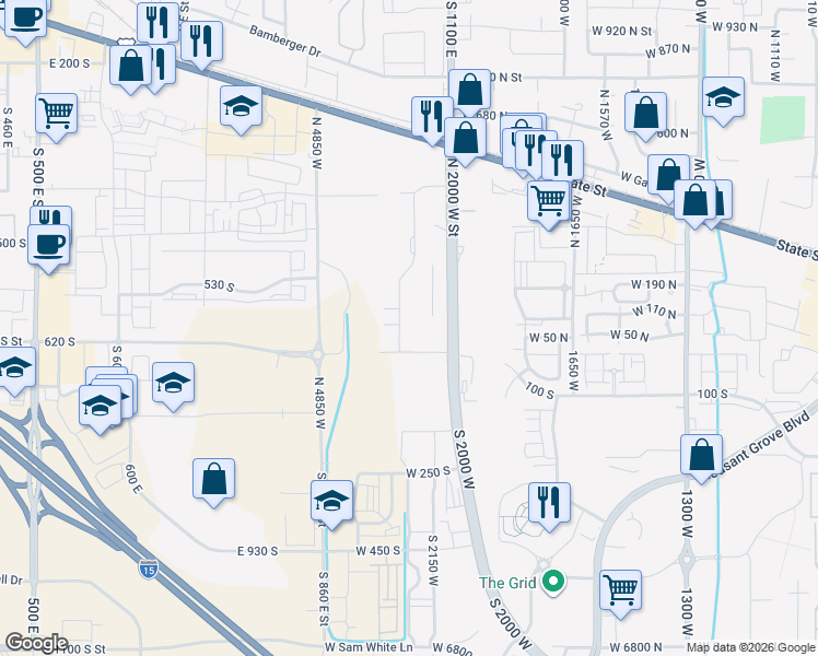 map of restaurants, bars, coffee shops, grocery stores, and more near 603 South 1040 East in American Fork