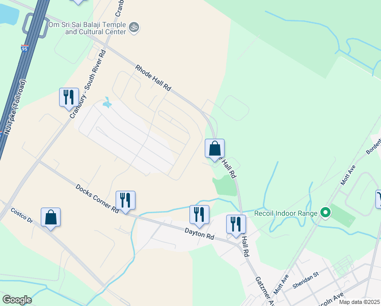 map of restaurants, bars, coffee shops, grocery stores, and more near 56 Longwood Drive in Monroe Township