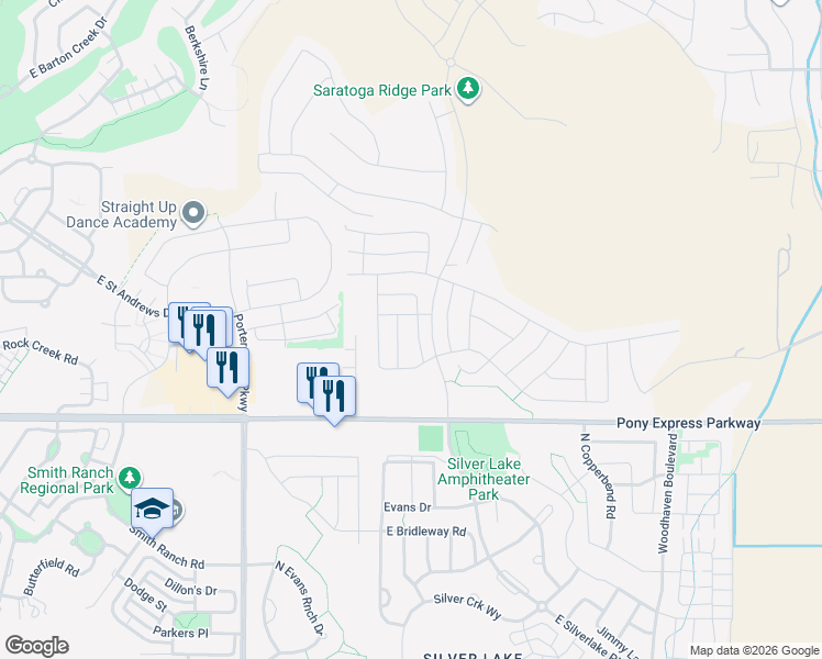 map of restaurants, bars, coffee shops, grocery stores, and more near 153 Valcrest Drive in Eagle Mountain