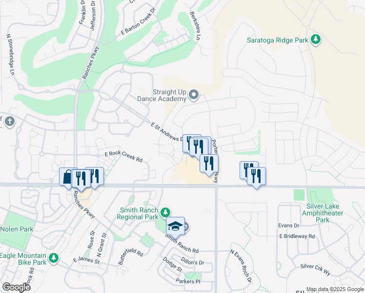 map of restaurants, bars, coffee shops, grocery stores, and more near 3931 East Cardon Lane in Eagle Mountain