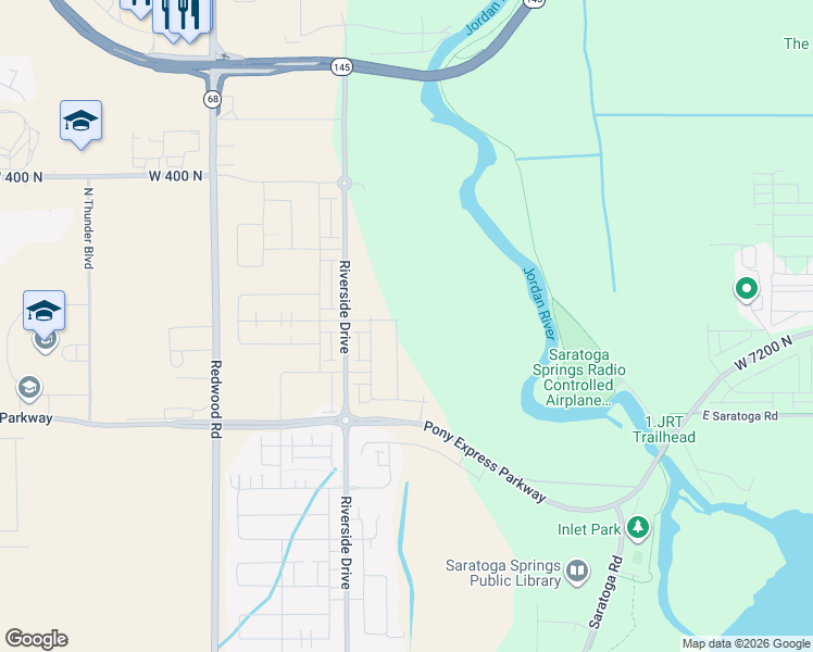 map of restaurants, bars, coffee shops, grocery stores, and more near 152 Provo River Road in Saratoga Springs