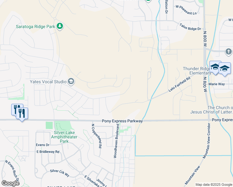 map of restaurants, bars, coffee shops, grocery stores, and more near 11898 Lehi-Fairfield Road in Saratoga Springs