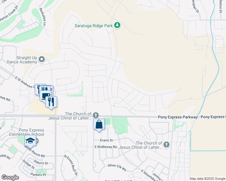map of restaurants, bars, coffee shops, grocery stores, and more near 134 North Eden Brook Way in Saratoga Springs