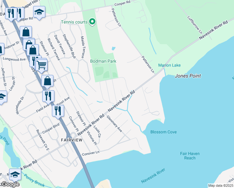 map of restaurants, bars, coffee shops, grocery stores, and more near 12 Market St in Red Bank