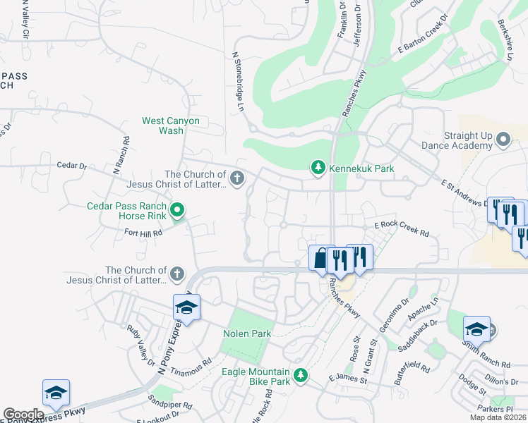 map of restaurants, bars, coffee shops, grocery stores, and more near 8194 Simpson Springs Road in Eagle Mountain