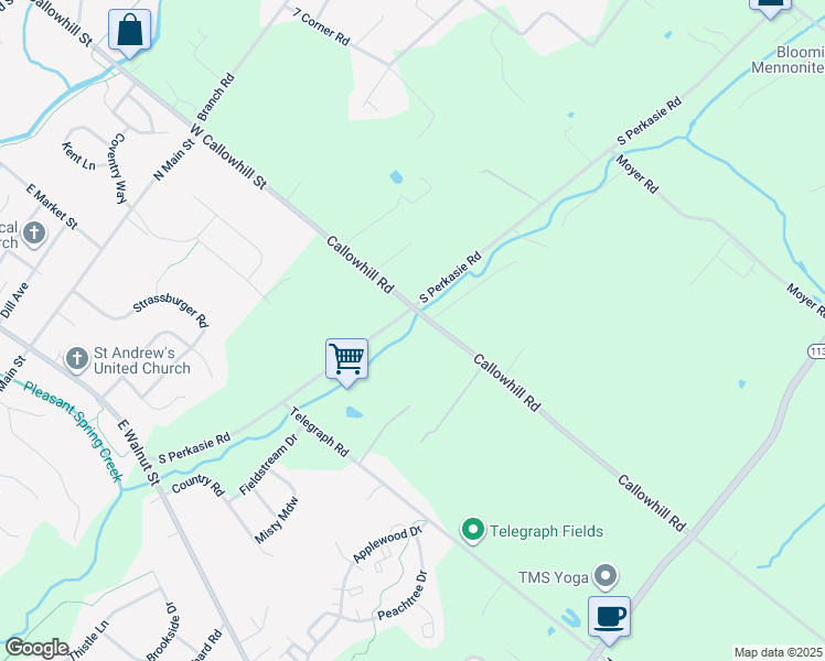 map of restaurants, bars, coffee shops, grocery stores, and more near 700 Callowhill Road in Perkasie