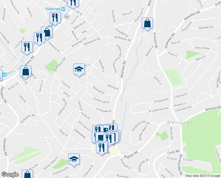 map of restaurants, bars, coffee shops, grocery stores, and more near 7 Hennig Drive in Pittsburgh