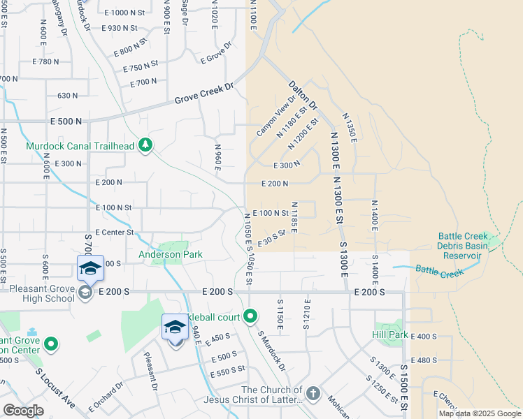 map of restaurants, bars, coffee shops, grocery stores, and more near North in Lindon