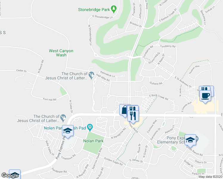 map of restaurants, bars, coffee shops, grocery stores, and more near 8183 North Cedar Springs Road in Eagle Mountain