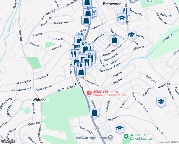 map of restaurants, bars, coffee shops, grocery stores, and more near 4111 Dalewood Street in Pittsburgh