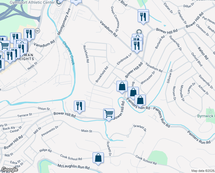 map of restaurants, bars, coffee shops, grocery stores, and more near 2071 Spring Valley Road in Pittsburgh