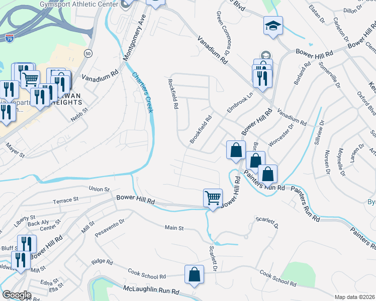 map of restaurants, bars, coffee shops, grocery stores, and more near 348 Spring Valley Road in Pittsburgh