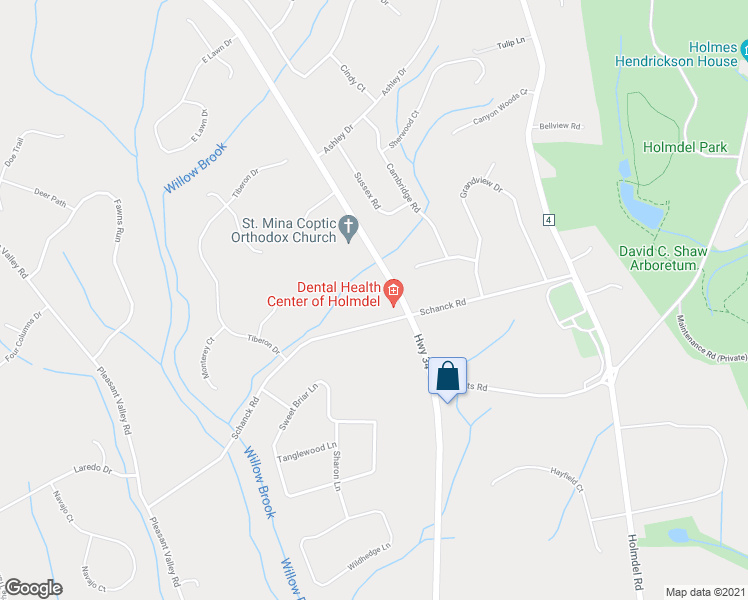 map of restaurants, bars, coffee shops, grocery stores, and more near 24 Schanck Road in Holmdel