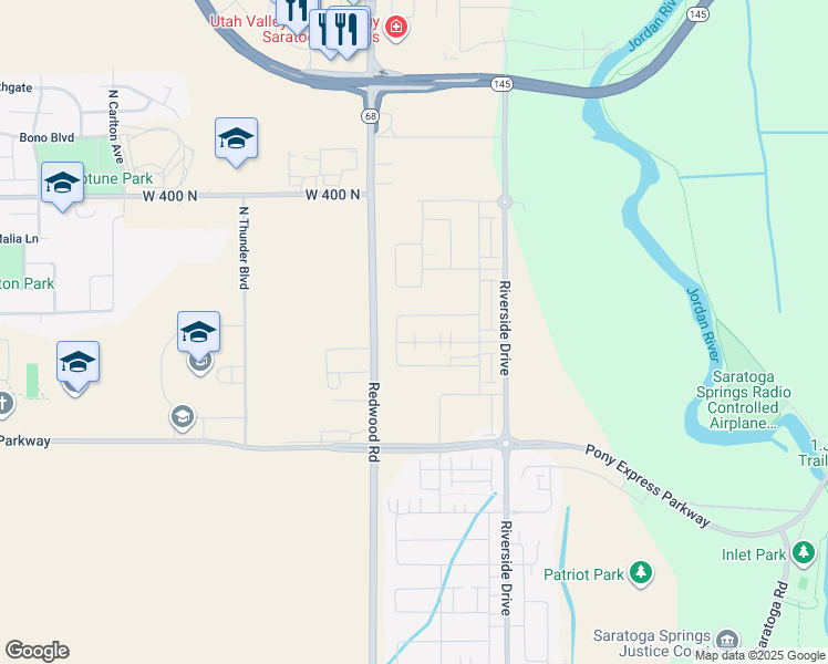 map of restaurants, bars, coffee shops, grocery stores, and more near 62 East Stroll Avenue in Saratoga Springs
