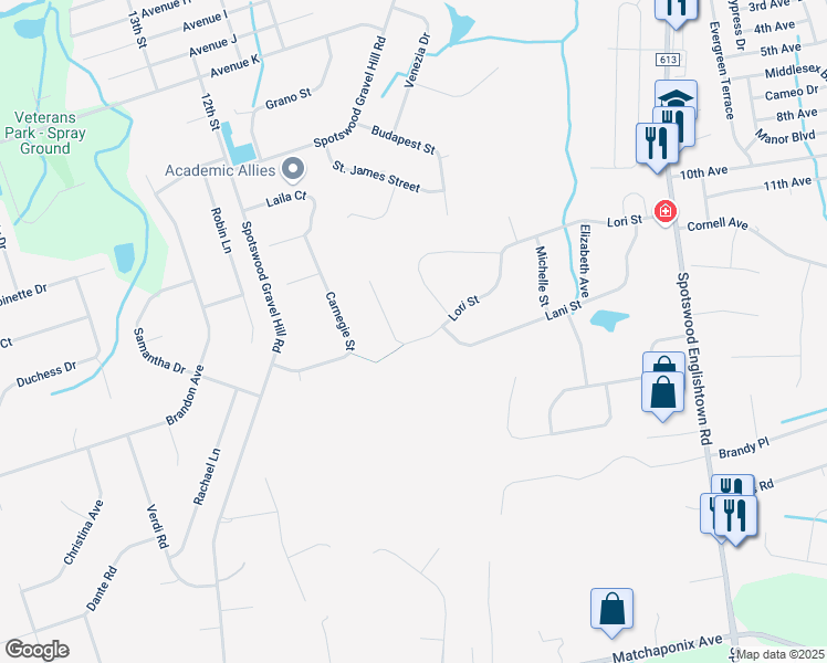 map of restaurants, bars, coffee shops, grocery stores, and more near 41 Lori Street in Monroe Township