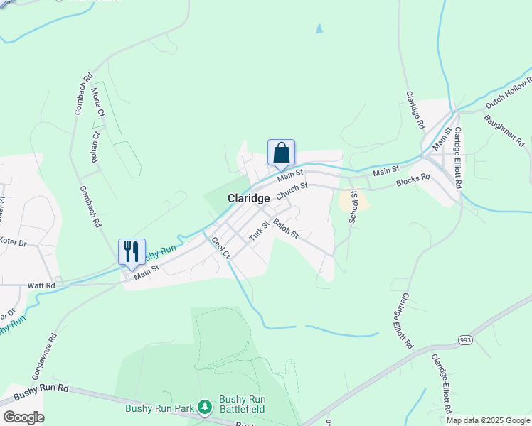 map of restaurants, bars, coffee shops, grocery stores, and more near in Claridge