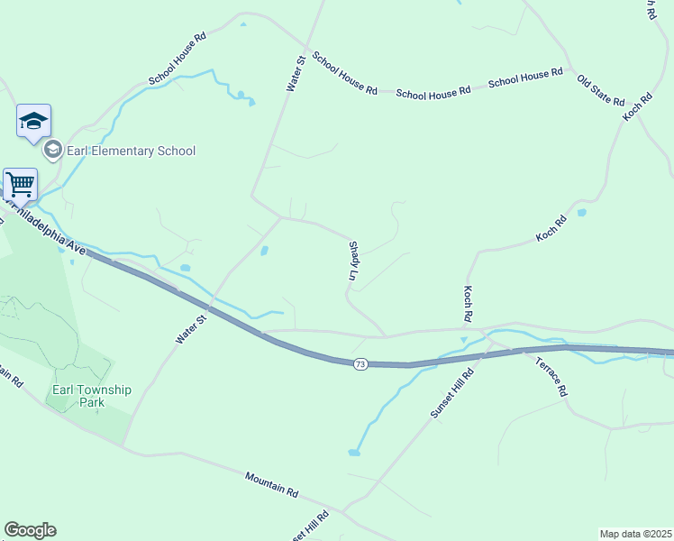 map of restaurants, bars, coffee shops, grocery stores, and more near 50 Shady Lane in Boyertown