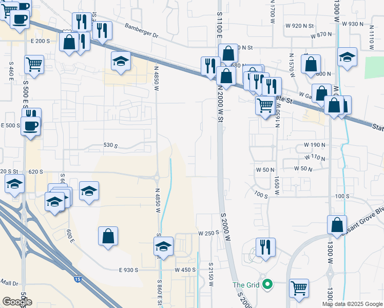 map of restaurants, bars, coffee shops, grocery stores, and more near 564 South 1040 East in American Fork