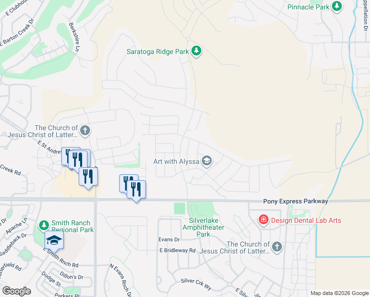 map of restaurants, bars, coffee shops, grocery stores, and more near 1738 West Fall Brook Drive in Saratoga Springs