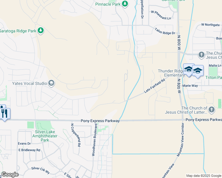 map of restaurants, bars, coffee shops, grocery stores, and more near 11898 Lehi-Fairfield Road in Saratoga Springs