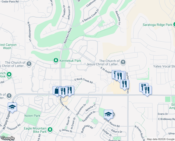 map of restaurants, bars, coffee shops, grocery stores, and more near in Eagle Mountain