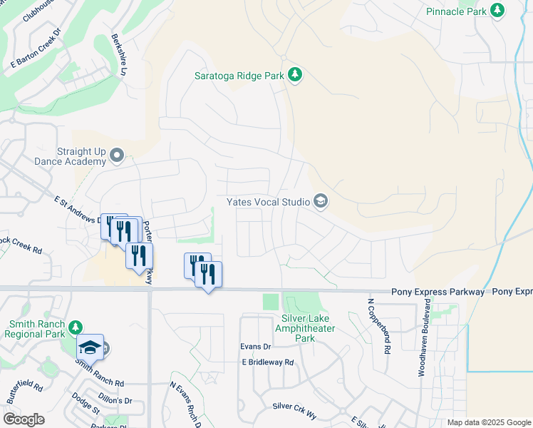 map of restaurants, bars, coffee shops, grocery stores, and more near 194 Valcrest Drive in Eagle Mountain