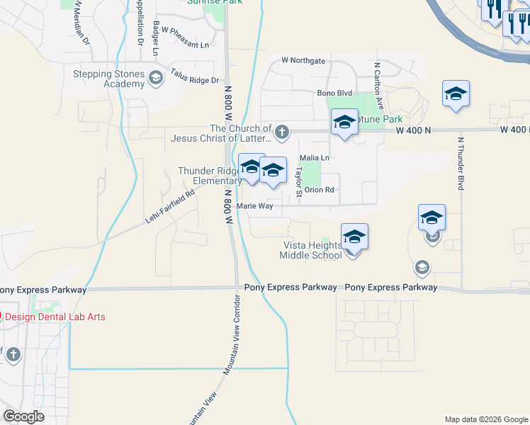 map of restaurants, bars, coffee shops, grocery stores, and more near 712 West Blue Mountain Drive in Saratoga Springs