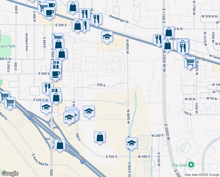 map of restaurants, bars, coffee shops, grocery stores, and more near 791 530 South in American Fork