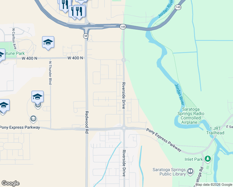 map of restaurants, bars, coffee shops, grocery stores, and more near 252 North Colonnade Road in Saratoga Springs