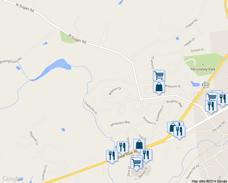 map of restaurants, bars, coffee shops, grocery stores, and more near 402 Greenwich Court in New Hope