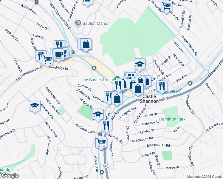 map of restaurants, bars, coffee shops, grocery stores, and more near 921 Bockstoce Avenue in Pittsburgh