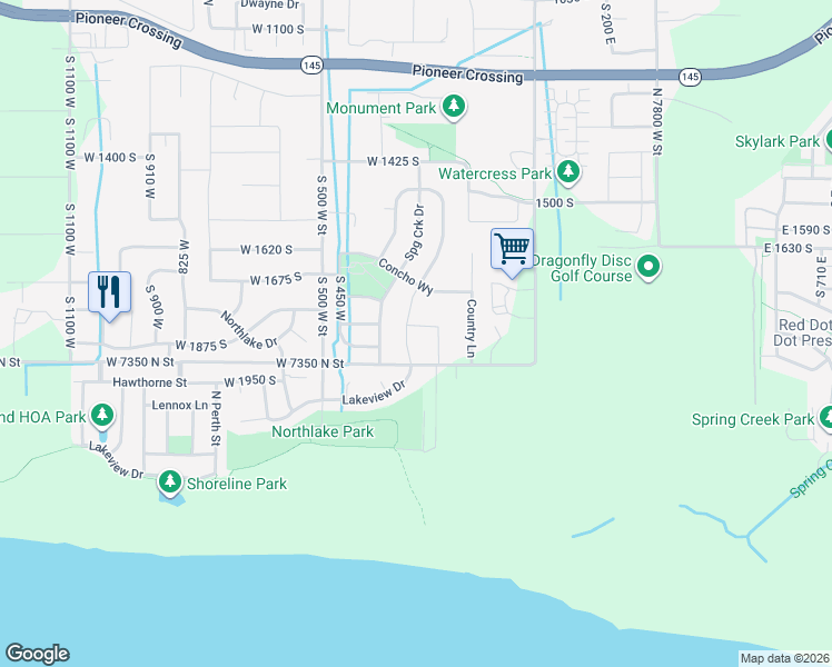 map of restaurants, bars, coffee shops, grocery stores, and more near 1735 South 270 West Loop in Lehi