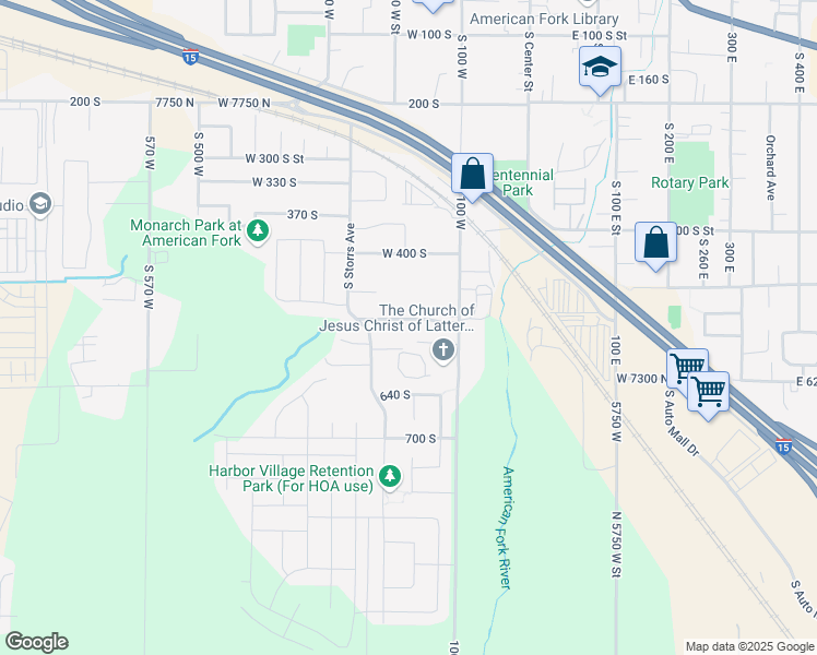 map of restaurants, bars, coffee shops, grocery stores, and more near 187 West 510 South in American Fork