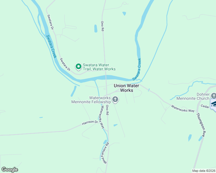 map of restaurants, bars, coffee shops, grocery stores, and more near 672 Ono Road in Annville