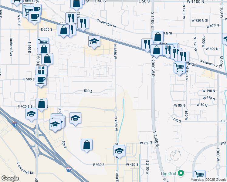 map of restaurants, bars, coffee shops, grocery stores, and more near 512 South 860 East Street in American Fork