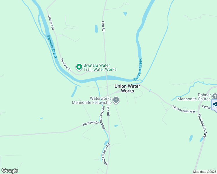 map of restaurants, bars, coffee shops, grocery stores, and more near 672 Ono Road in Annville